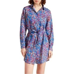 VILEBREQUIN Geometric Cotton Shirtdress Womens L Multi Turtle Shell Print Resort